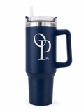 PO Voyager Tumbler 40 oz | Insulated Tumbler with Handle, Clear Lid & Straws