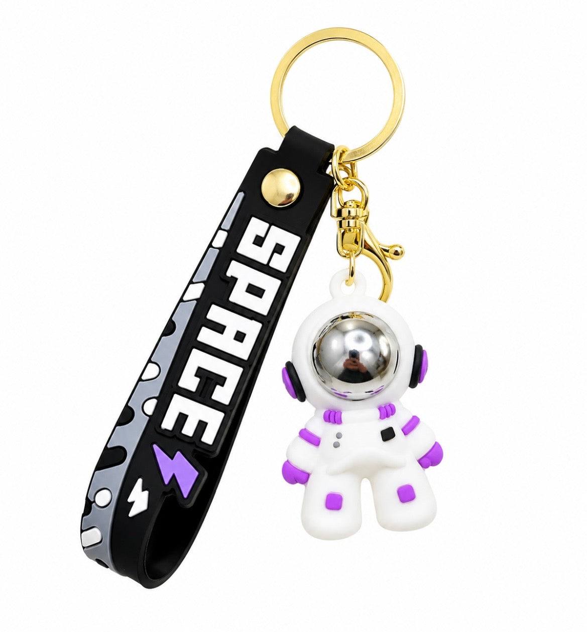 PO Space Explorer Keychain | Cute Astronaut Bag Charm with Silicone Wrist Strap